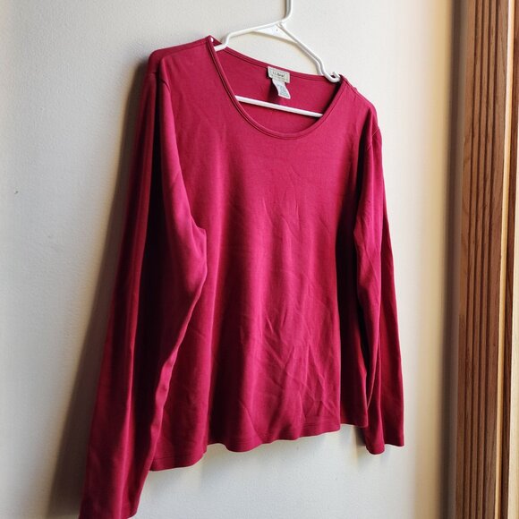 L.L. Bean Red Long Sleeve Scoop Neck Jersey Size XL - Picture 3 of 14